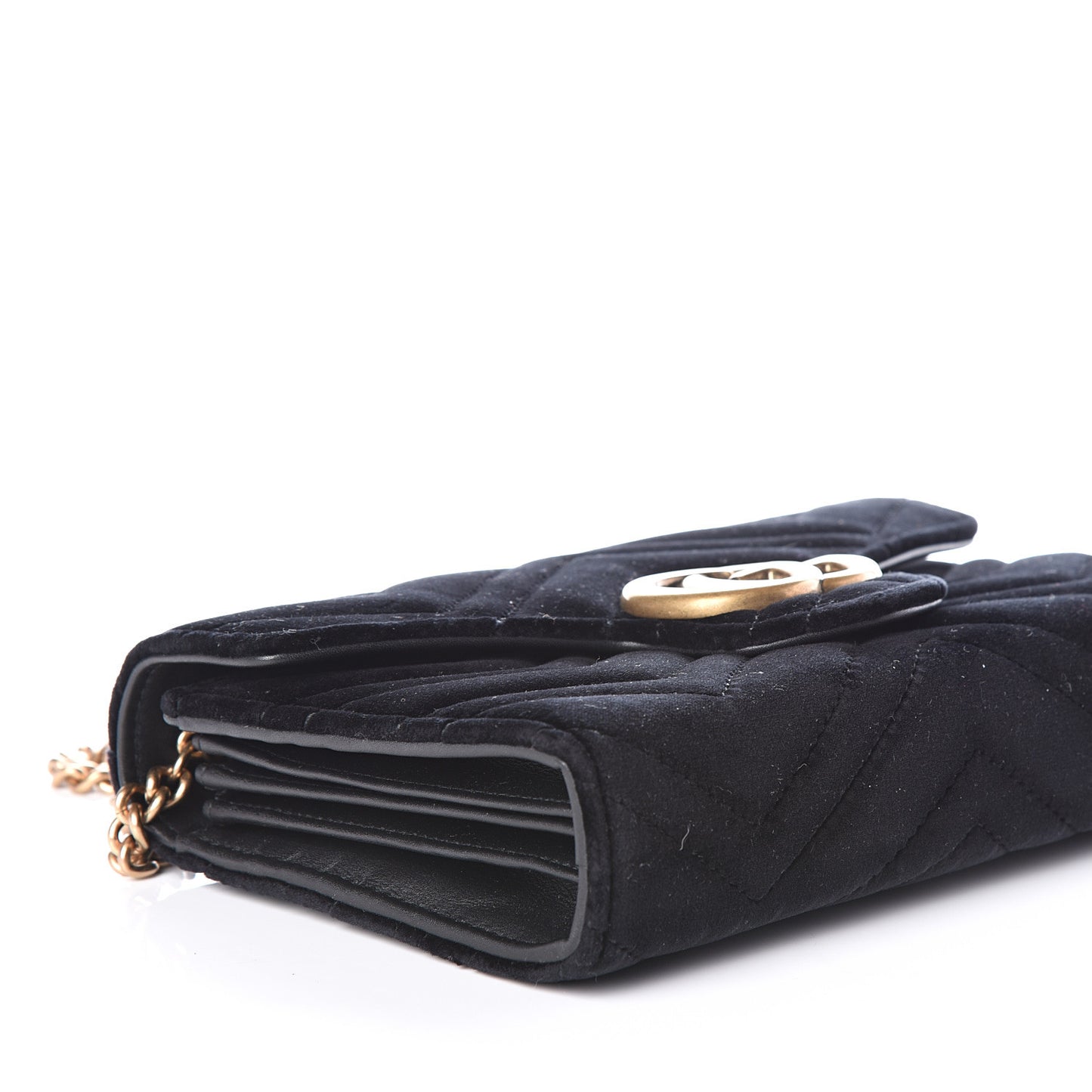 Velvet Matelasse GG Marmont Chain Wallet Black