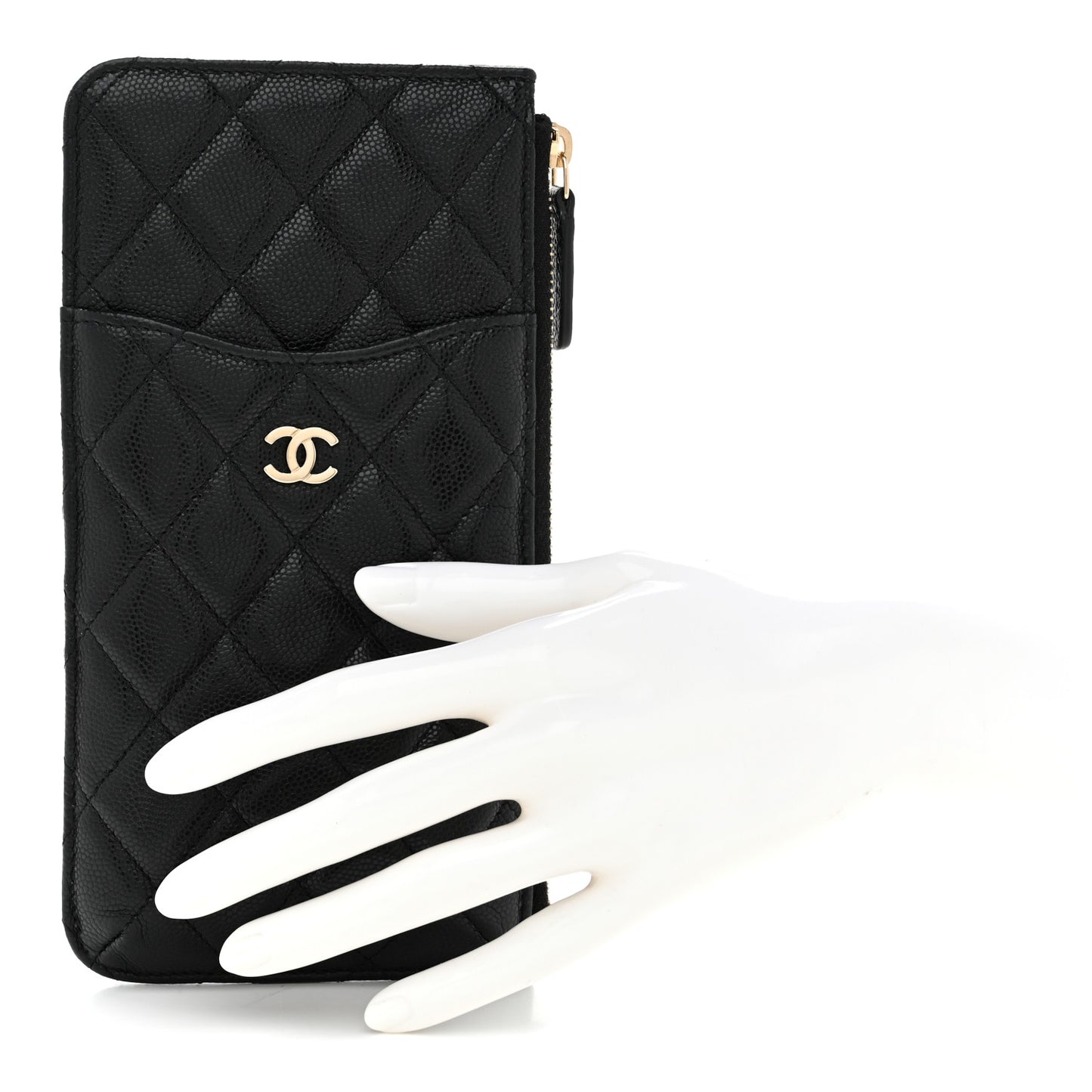 Caviar Quilted Classic Flat Wallet Pouch Black