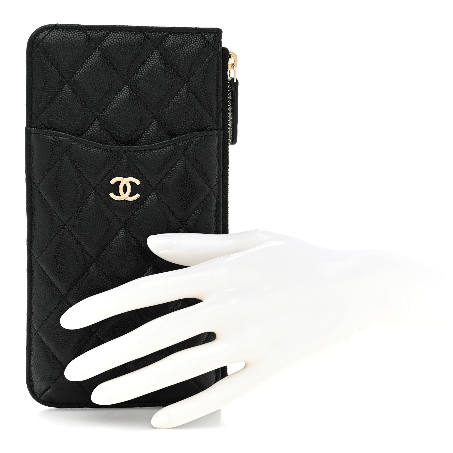 Chanel Caviar Quilted Classic Flat Wallet Pouch Black 2 of 7