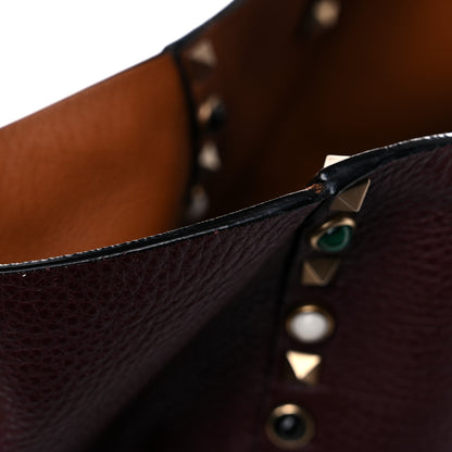 Valentino Garavani Stampa Alce Calfskin Medium Guitar Strap Rockstud Rolling Reversible Tote Light Cuir Rubin 28 of 29