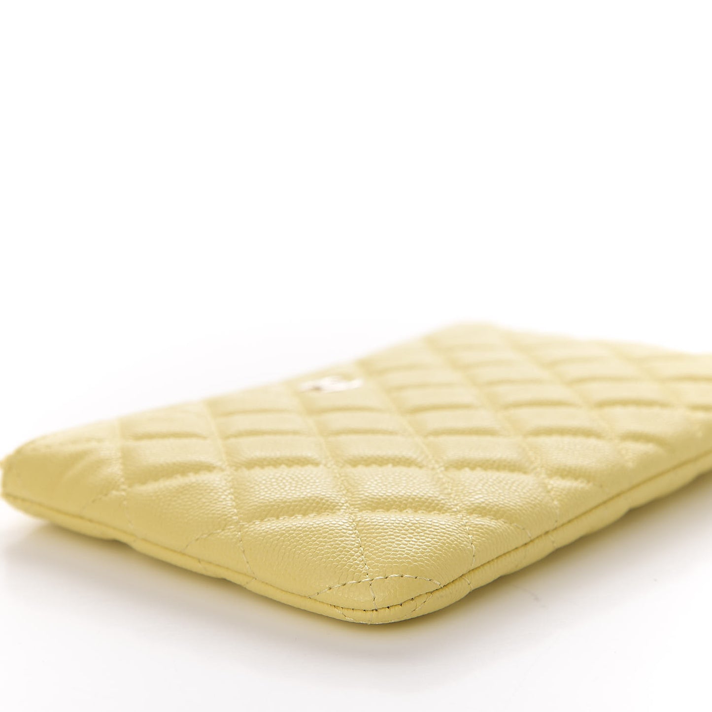 Caviar Quilted Small Pouch Light Yellow