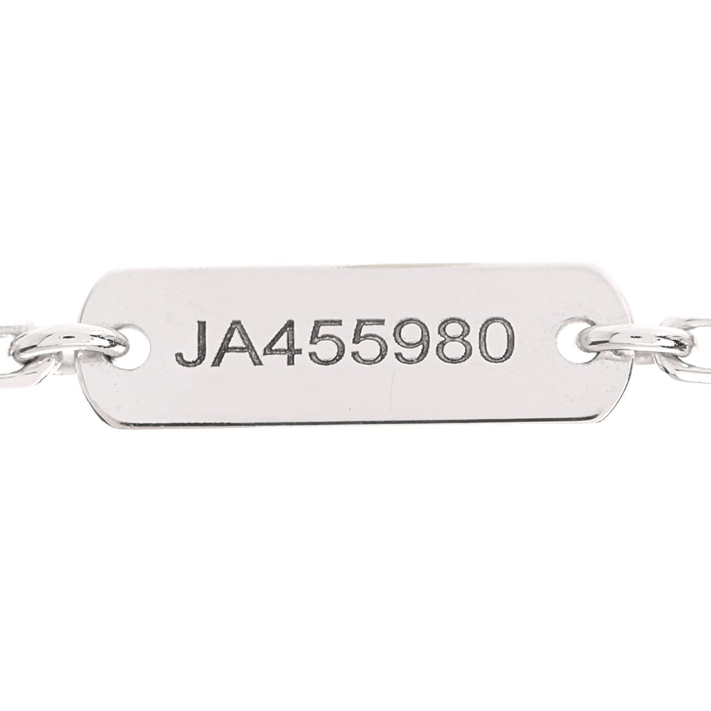 18K White Gold Mother of Pearl Vintage Alhambra Pendant Necklace