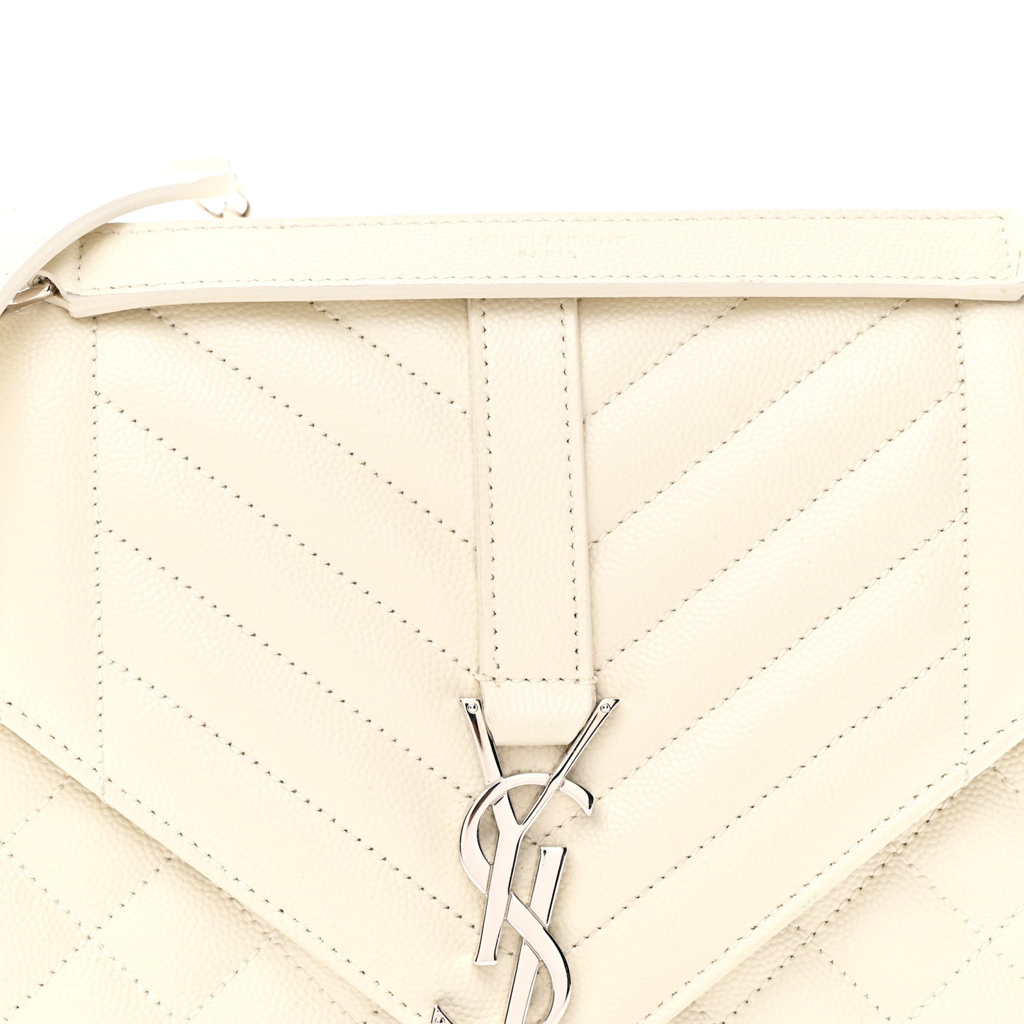 Grain De Poudre Textured Mixed Matelasse Medium Triquilt Monogram Satchel Crema Soft