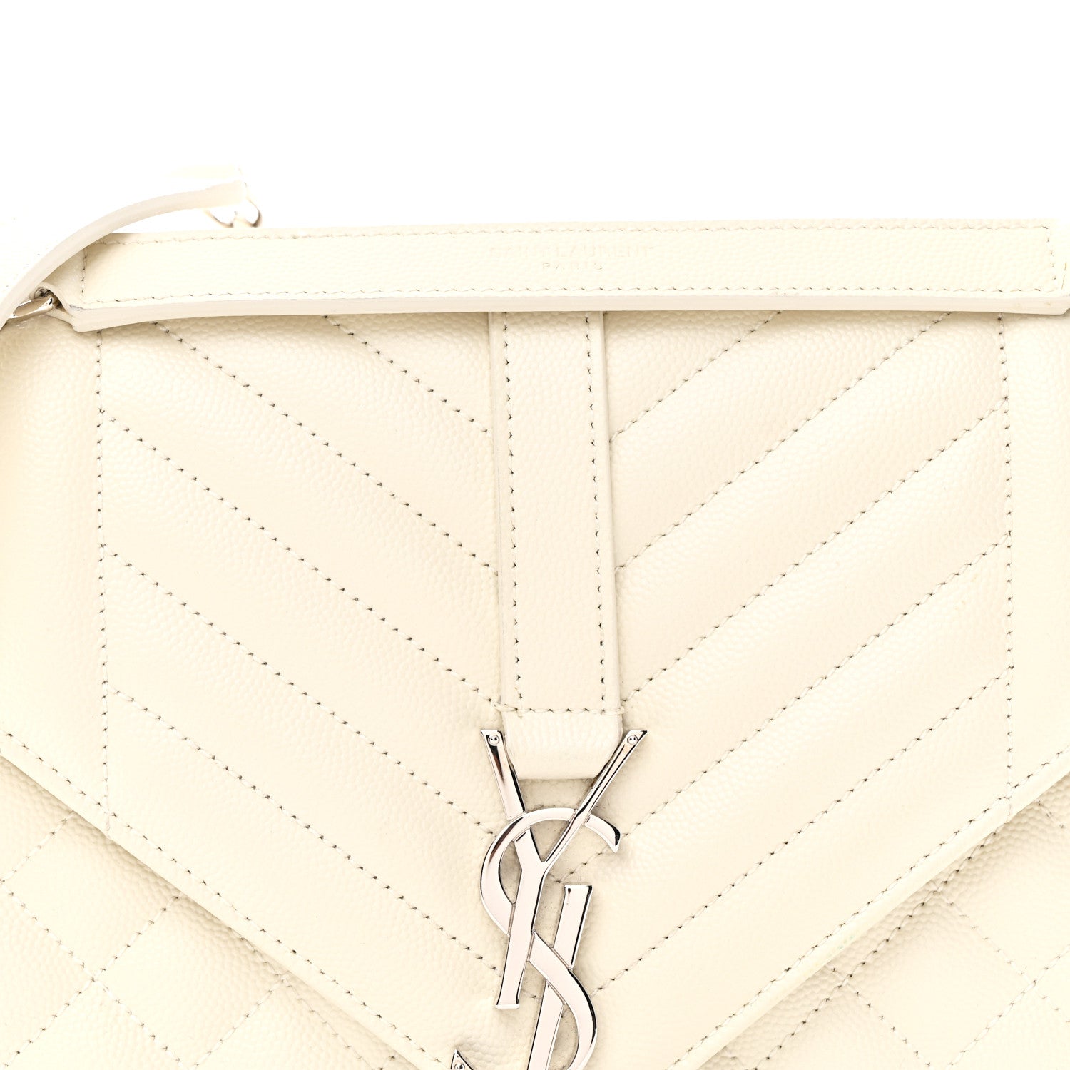 Saint Laurent Grain De Poudre Textured Mixed Matelasse Medium Triquilt Monogram Satchel Crema Soft 8 of 11