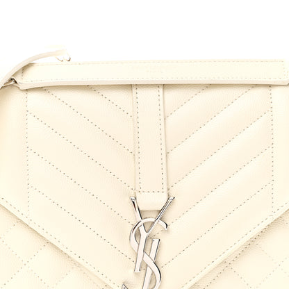 Saint Laurent Grain De Poudre Textured Mixed Matelasse Medium Triquilt Monogram Satchel Crema Soft 8 of 11