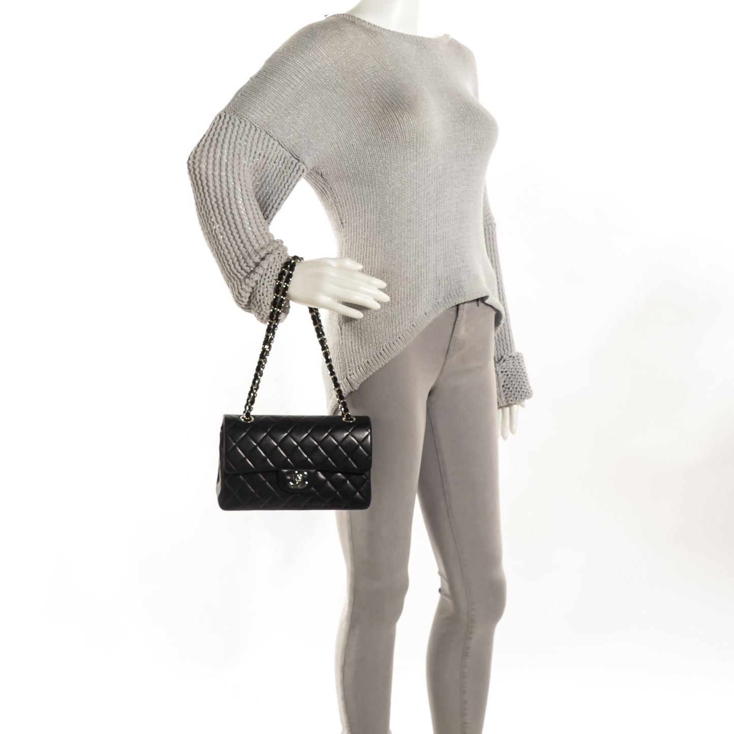 Lambskin Quilted Small Double Flap Black