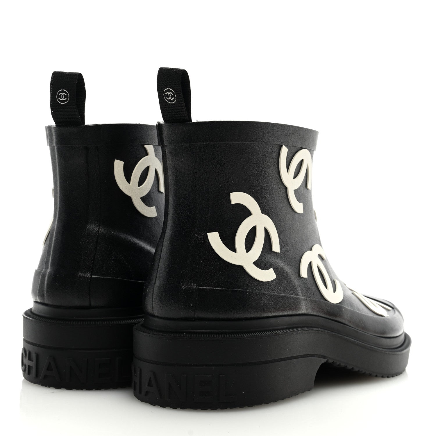 Chanel Rubber CC Print Boots 36 Black 4 of 8