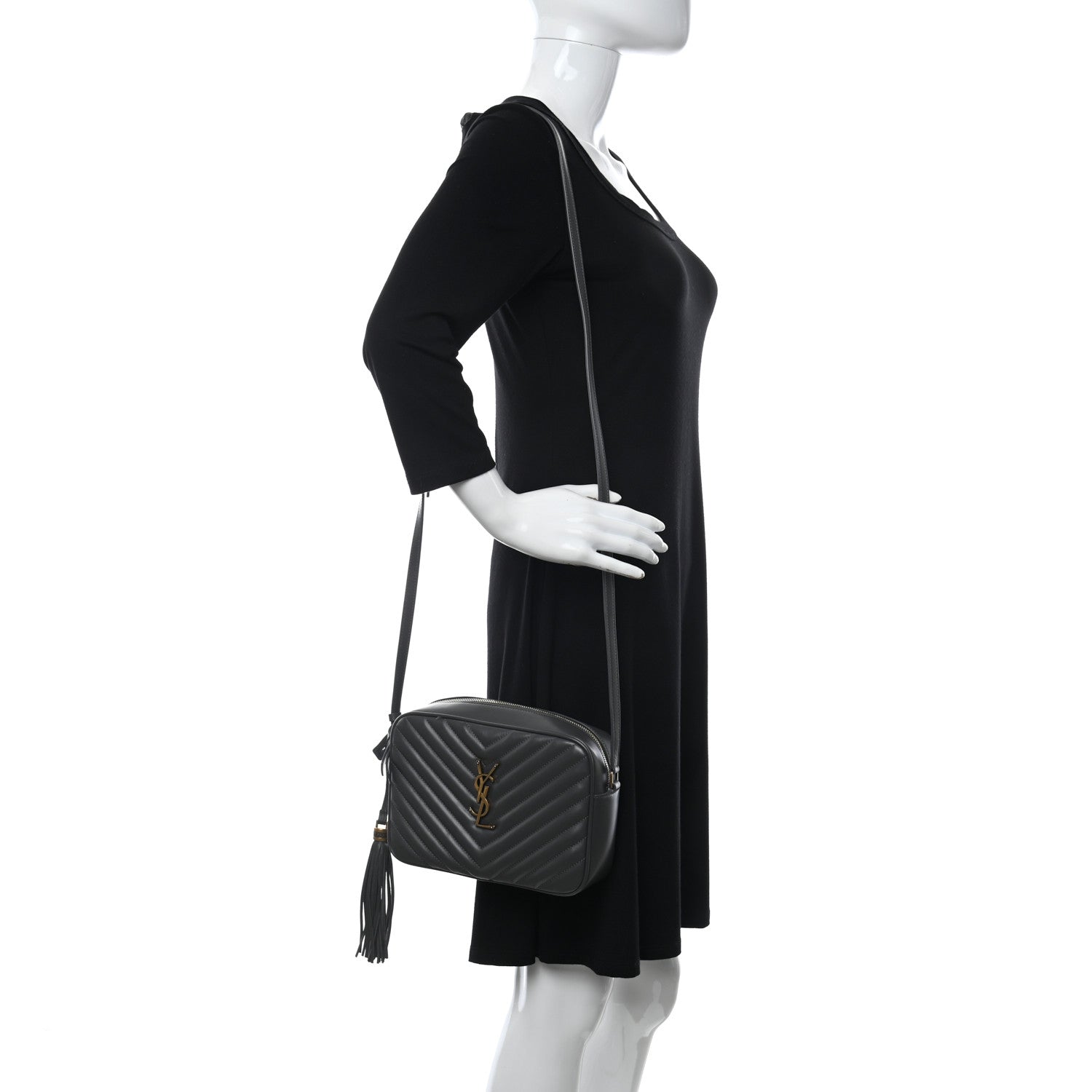 Saint Laurent Calfskin Matelasse Monogram Lou Camera Bag Dark Smog 2 of 10