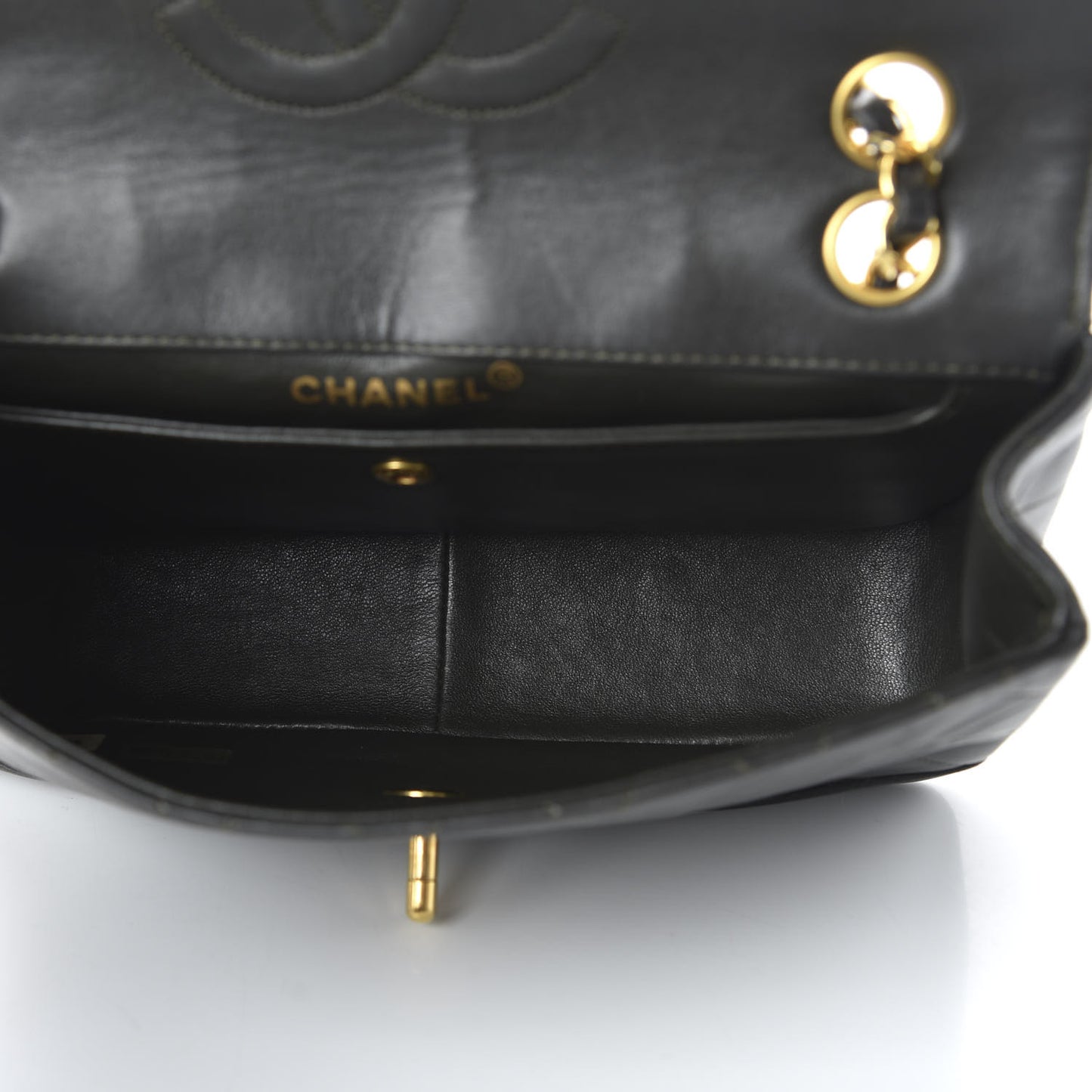 Lambskin Quilted Small Single Flap Dark Grey
