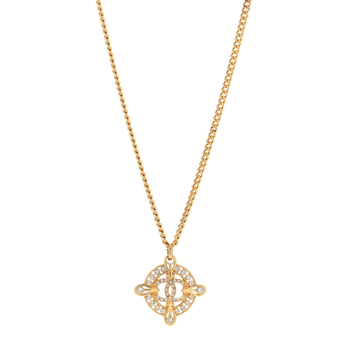 Crystal CC Pendant Necklace Gold