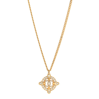 Chanel Crystal CC Pendant Necklace Gold 1 of 6