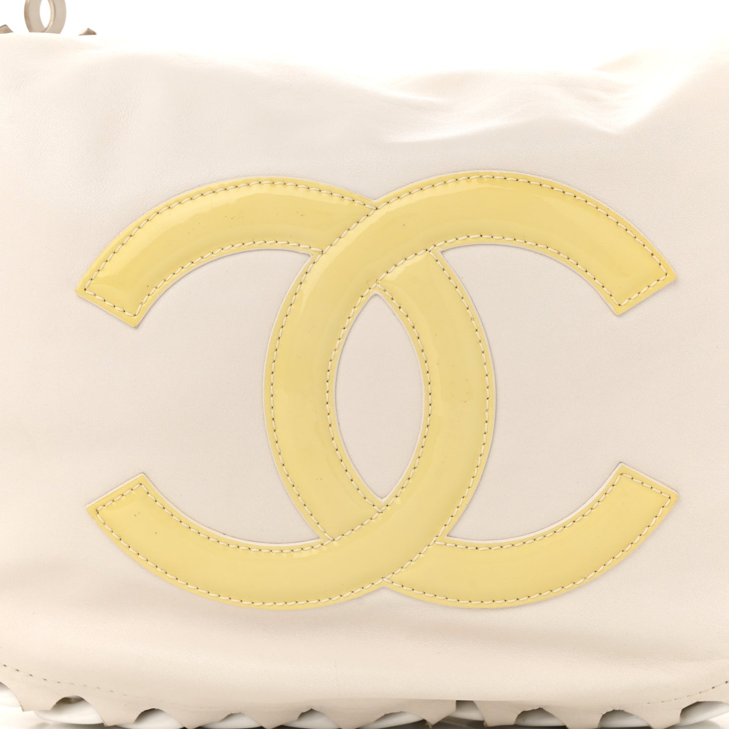 Calfskin Modern Chain Rhodoid Hobo White