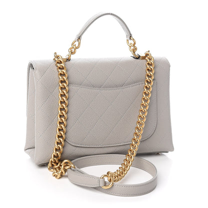 Chanel Grained Calfskin Small Stitched Flap Grey 3 of 11