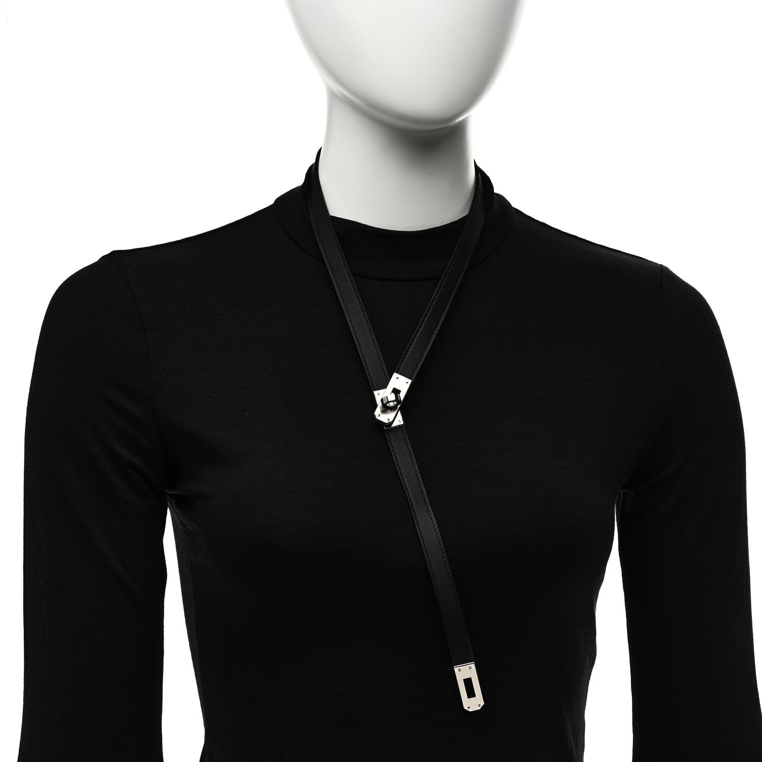 Hermes Swift Kelly Lariat Necklace Black 2 of 7