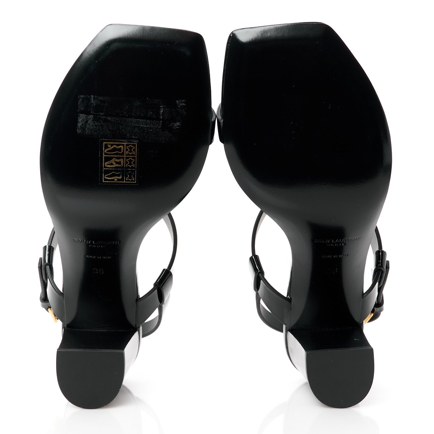 Saint Laurent Patent Calfskin Cassandra 75 Sandals 36 Black 5 of 9