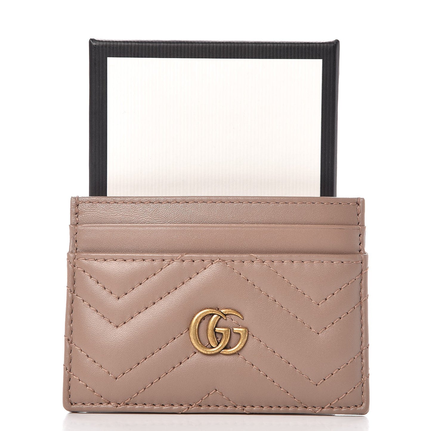 Calfskin Matelasse GG Marmont Card Holder Porcelain Rose
