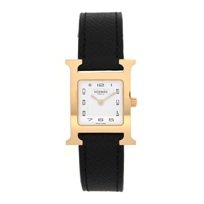 Hermes Stainless Steel Epsom 21mm Heure H Hour Quartz Watch Noir 1 of 5