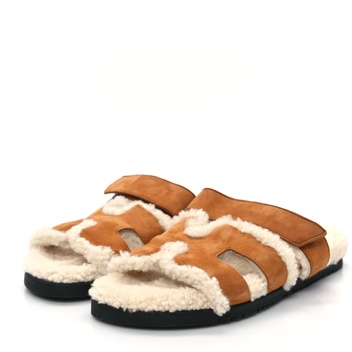 Suede Goatskin Woolskin Womens Chypre Sandals 39 Brun Fume Ecru