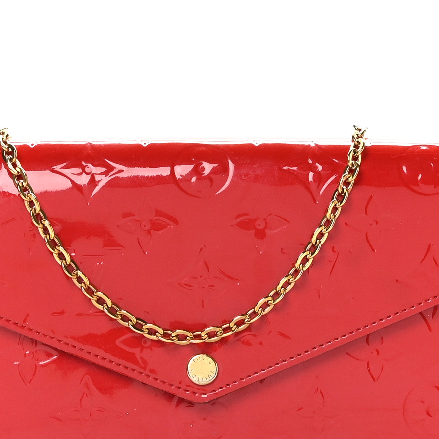 Louis Vuitton Vernis Felicie Pochette Chain Wallet Cherry 8 of 13