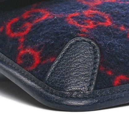 Gucci Covered Wool GG Monogram Slim Belt Bag Navy Red 9 of 10