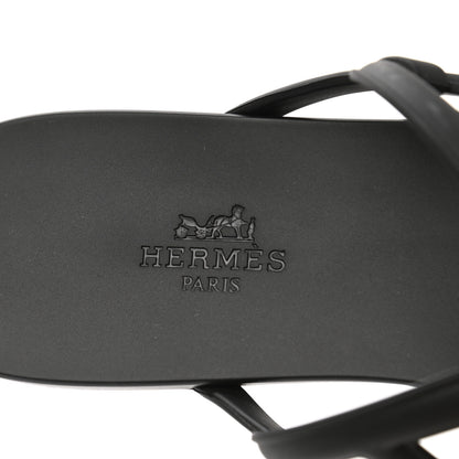 Hermes Rubber Womens Egerie Sandals 40 Black 5 of 8
