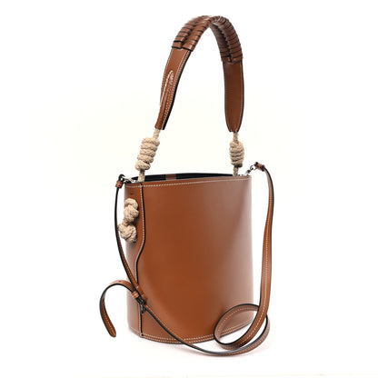 Prada City Calfskin Knotted Rope Bucket Bag Cognac 3 of 12