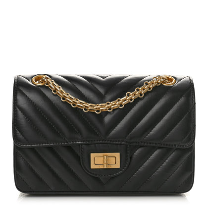 Chanel Aged Calfskin Chevron Quilted 2.55 Reissue Mini Flap Black 2 of 10