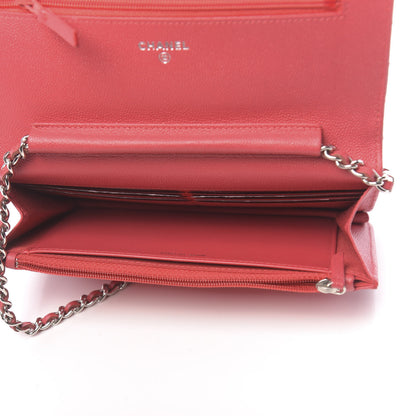 Chanel Caviar Chevron Quilted Wallet On Chain WOC Red 5 of 13