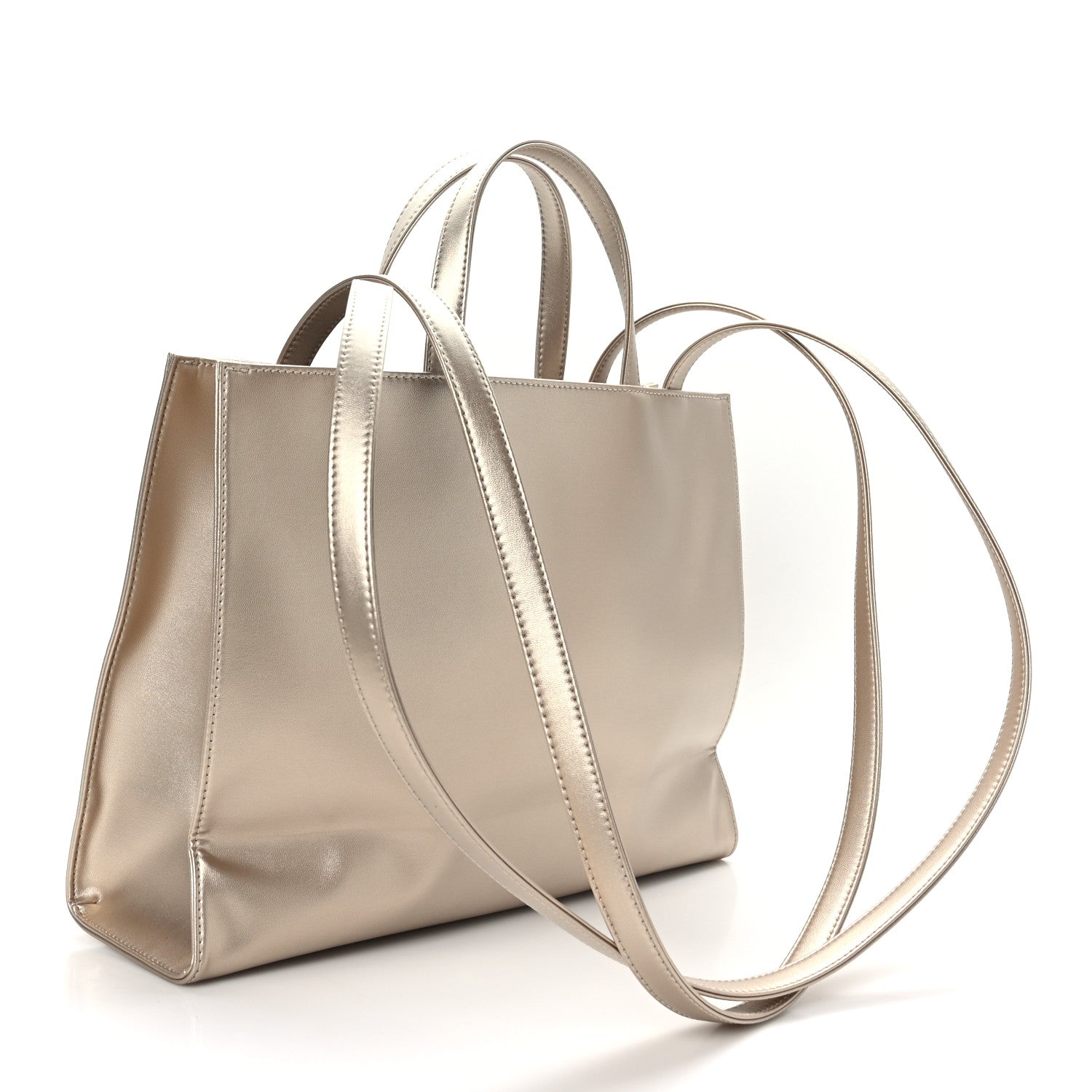 Telfar Metallic Vegan Leather Medium Shopping Bag Gold 3 of 8