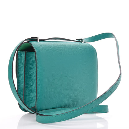 Hermes Epsom Enamel Constance 18 Bleu Paon Menthe 3 of 17