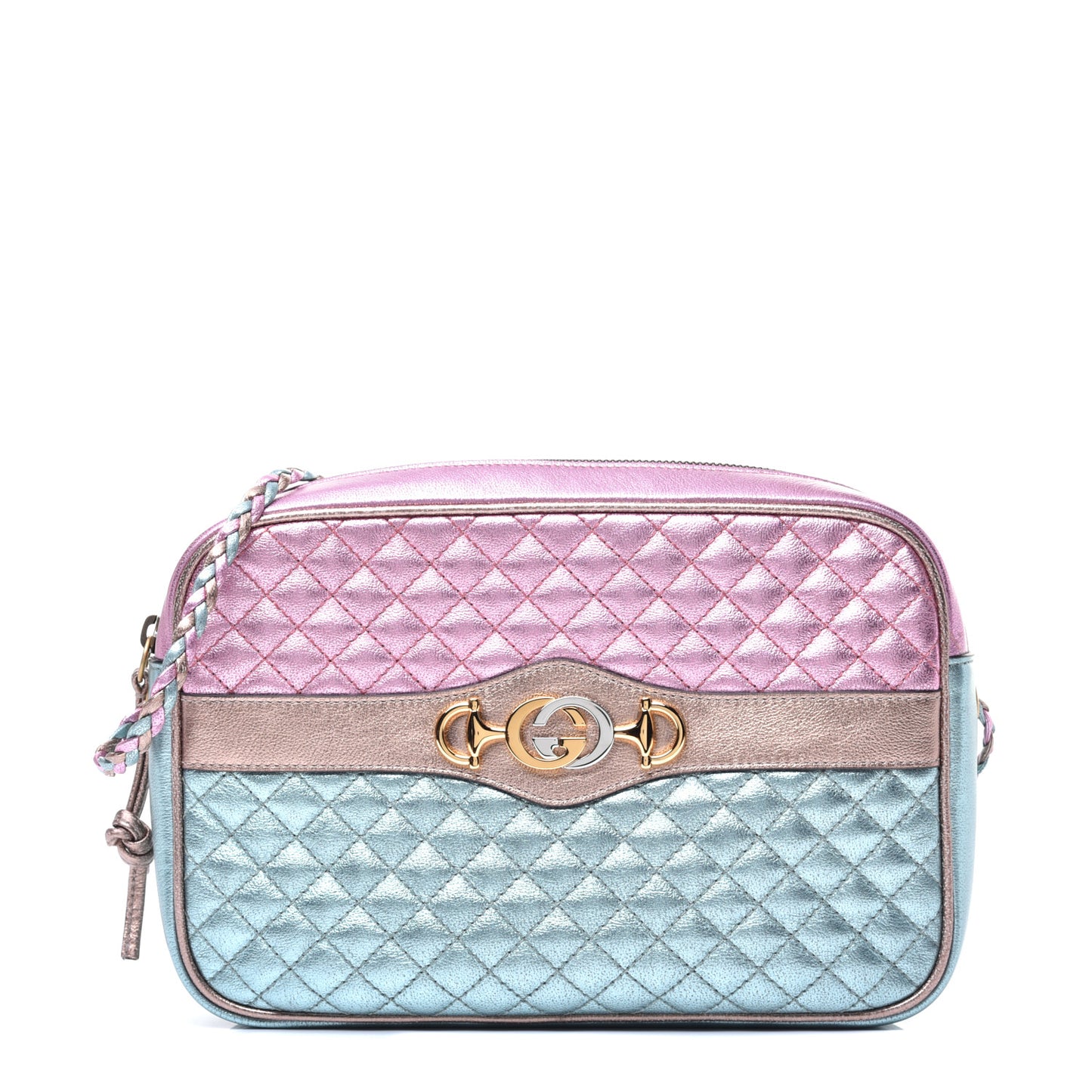 Laminated Nappa Trapuntata Small Zumi Shoulder Bag Rosa Lago Rame