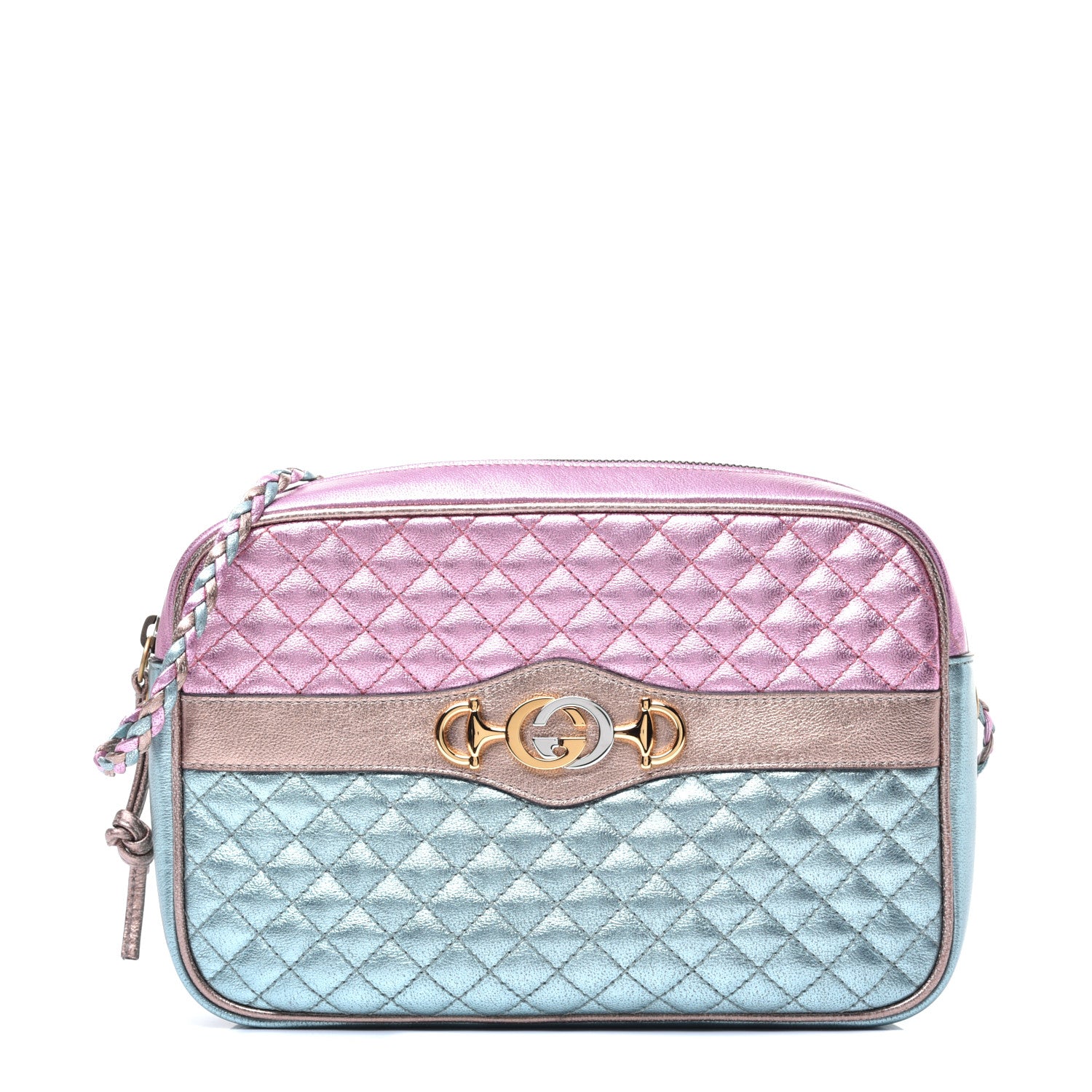 Gucci Laminated Nappa Trapuntata Small Zumi Shoulder Bag Rosa Lago Rame 1 of 9