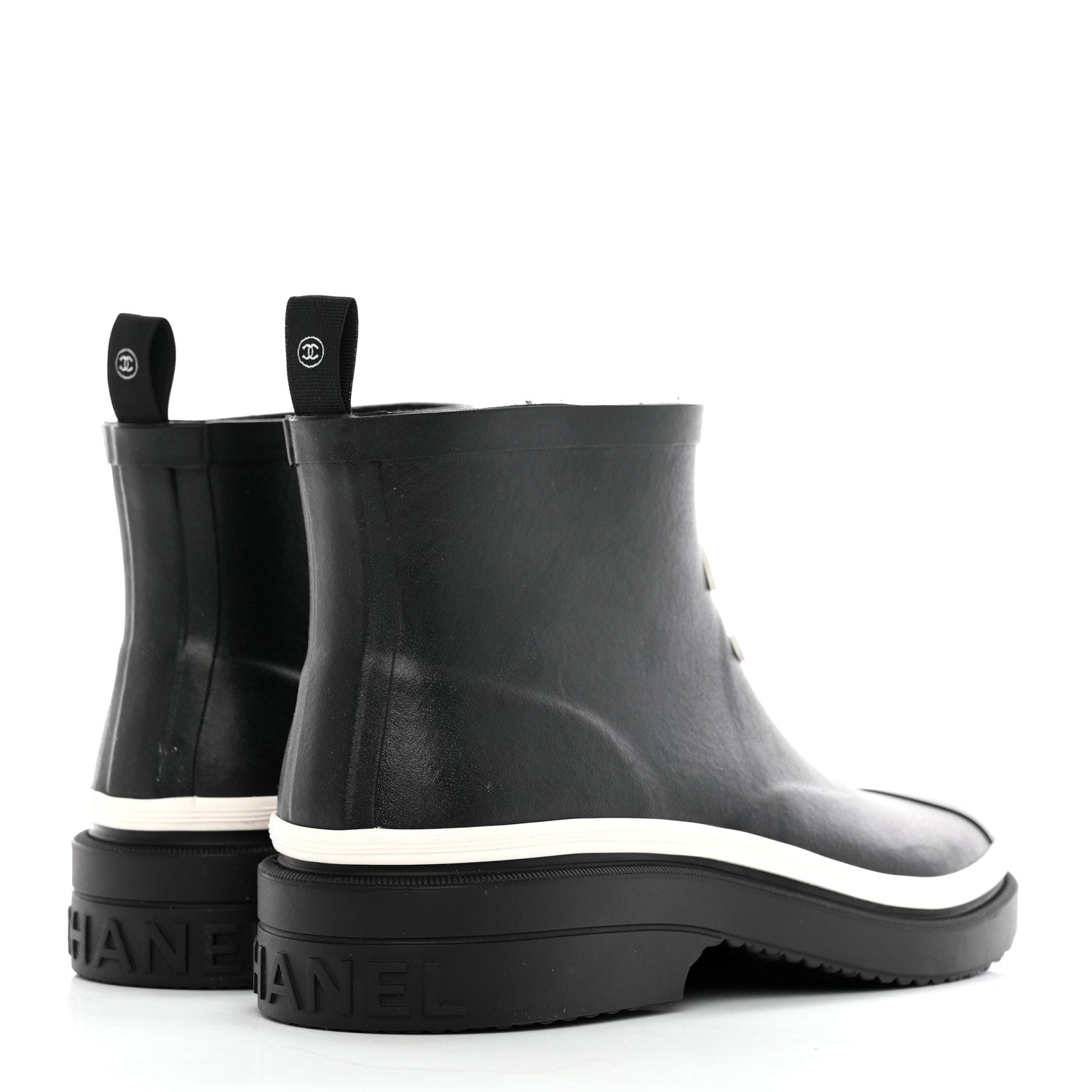Chanel Rubber CC Short Rain Boots 40 Black 4 of 9