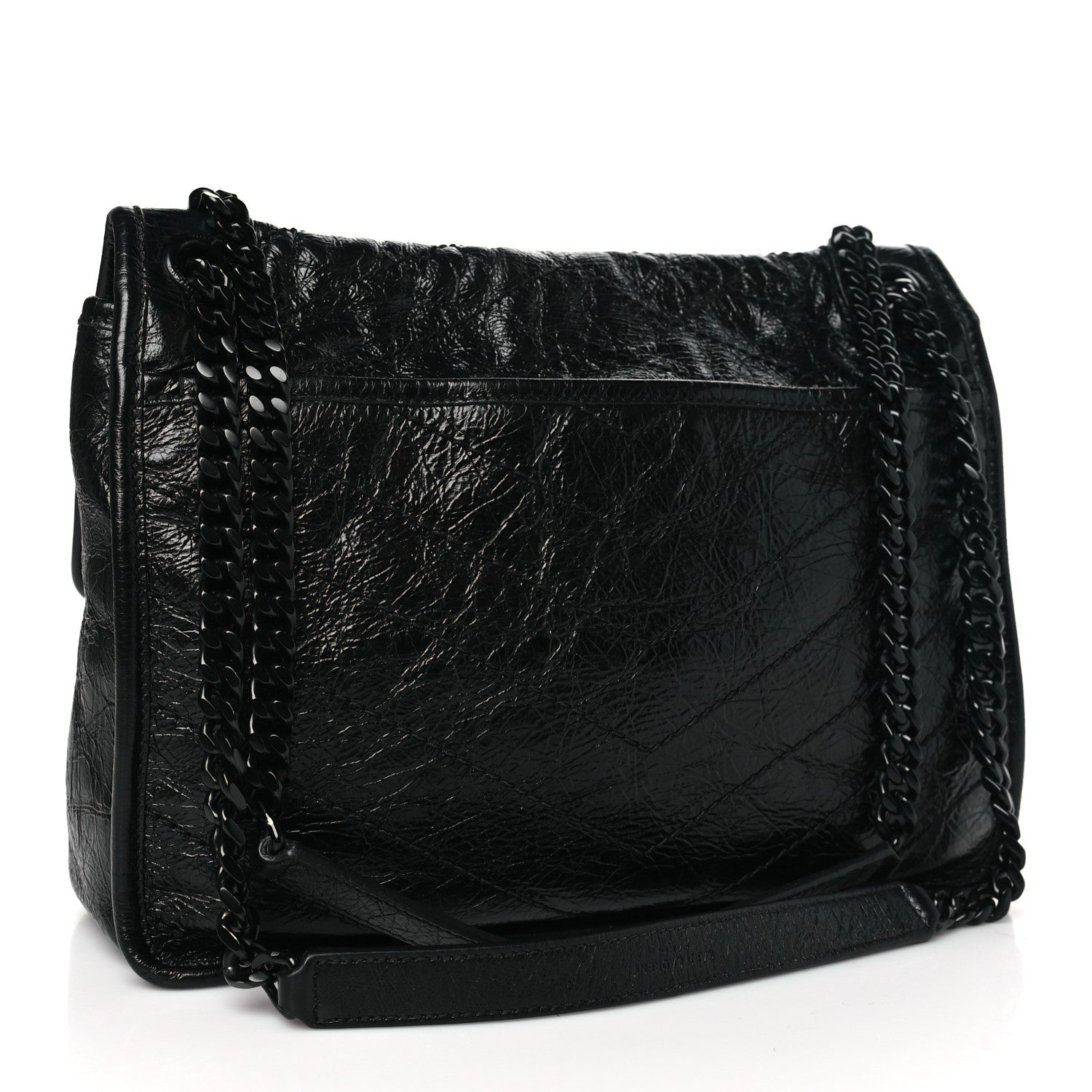 Saint Laurent Crinkled Calfskin Matelasse Monogram Medium Niki Chain Satchel Black 3 of 10