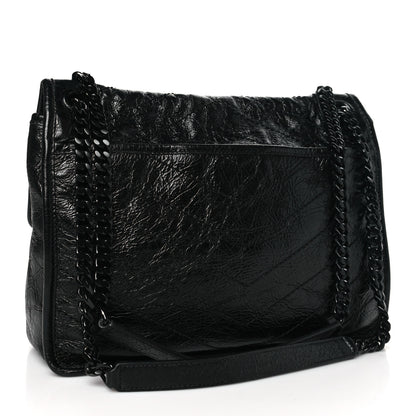 Saint Laurent Crinkled Calfskin Matelasse Monogram Medium Niki Chain Satchel Black 3 of 10