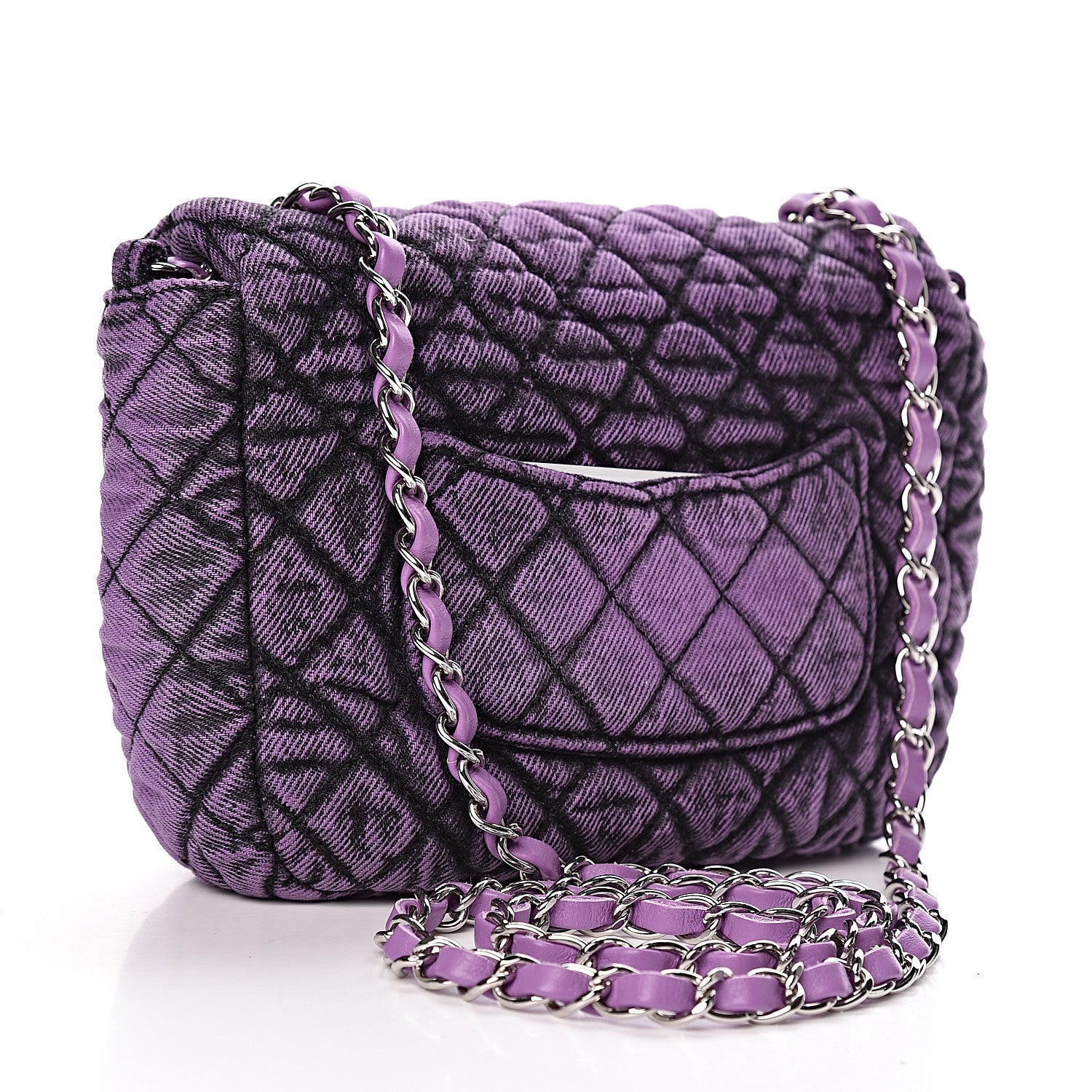 Chanel Denim Quilted Small Flap Purple Black 3 of 10