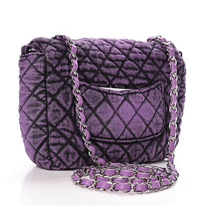 Chanel Denim Quilted Small Flap Purple Black 3 of 10