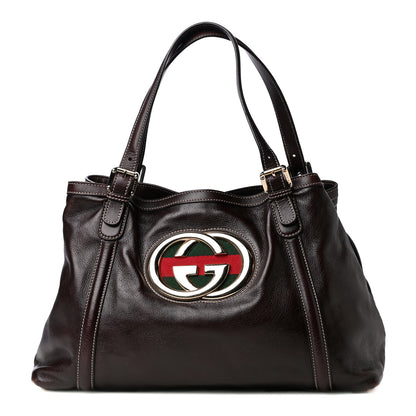 Gucci Calfskin Medium Britt Tote Dark Brown 1 of 4