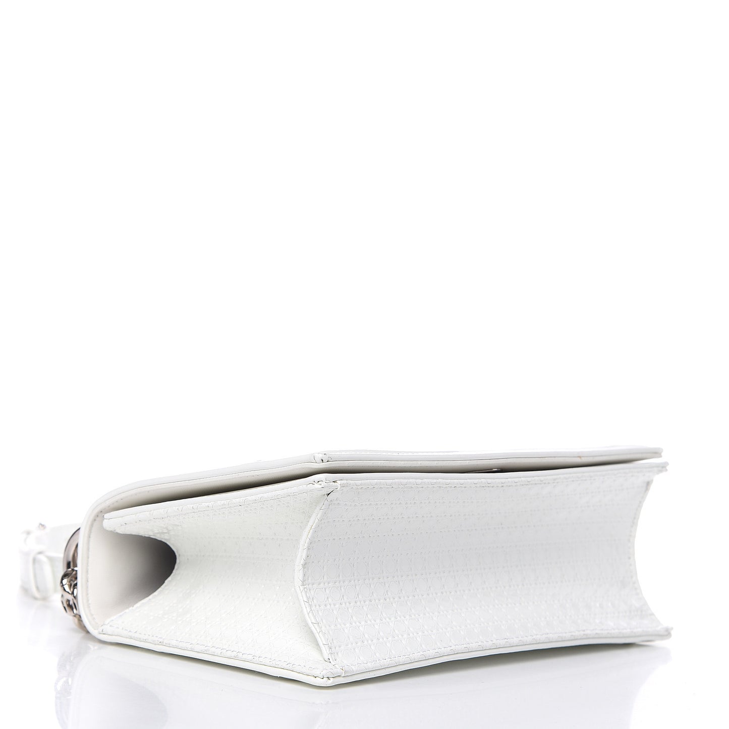 Patent Micro-Cannage Small Diorama Flap Bag White