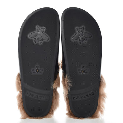 Gucci Calfskin Fur Mens Horsebit River Slingback Slippers 6 Black 8 of 9