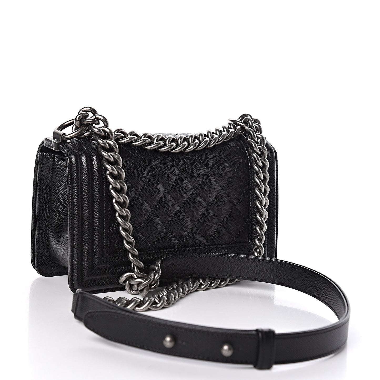Caviar Quilted Small Boy Flap Black