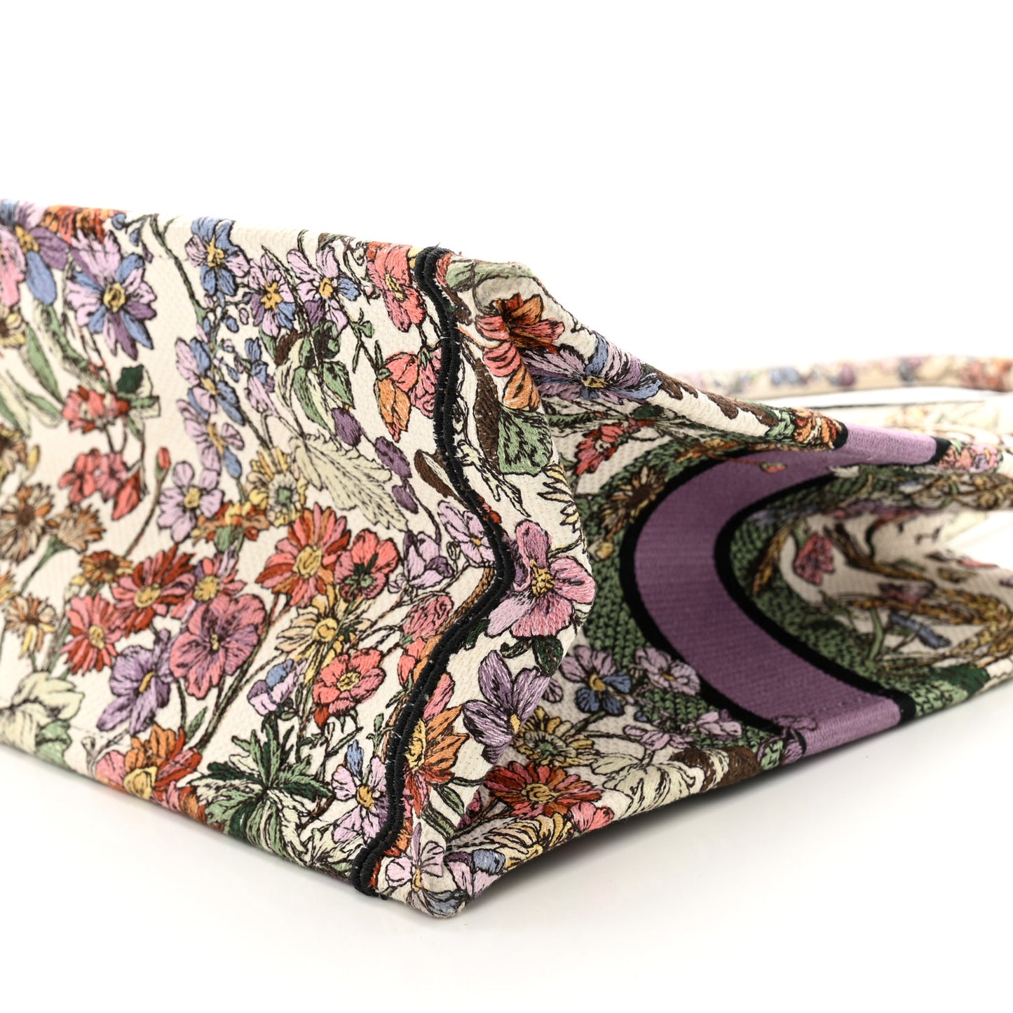 Canvas Embroidered Medium 4 Saisons Hiver Soleil Book Tote Lilac Multicolor