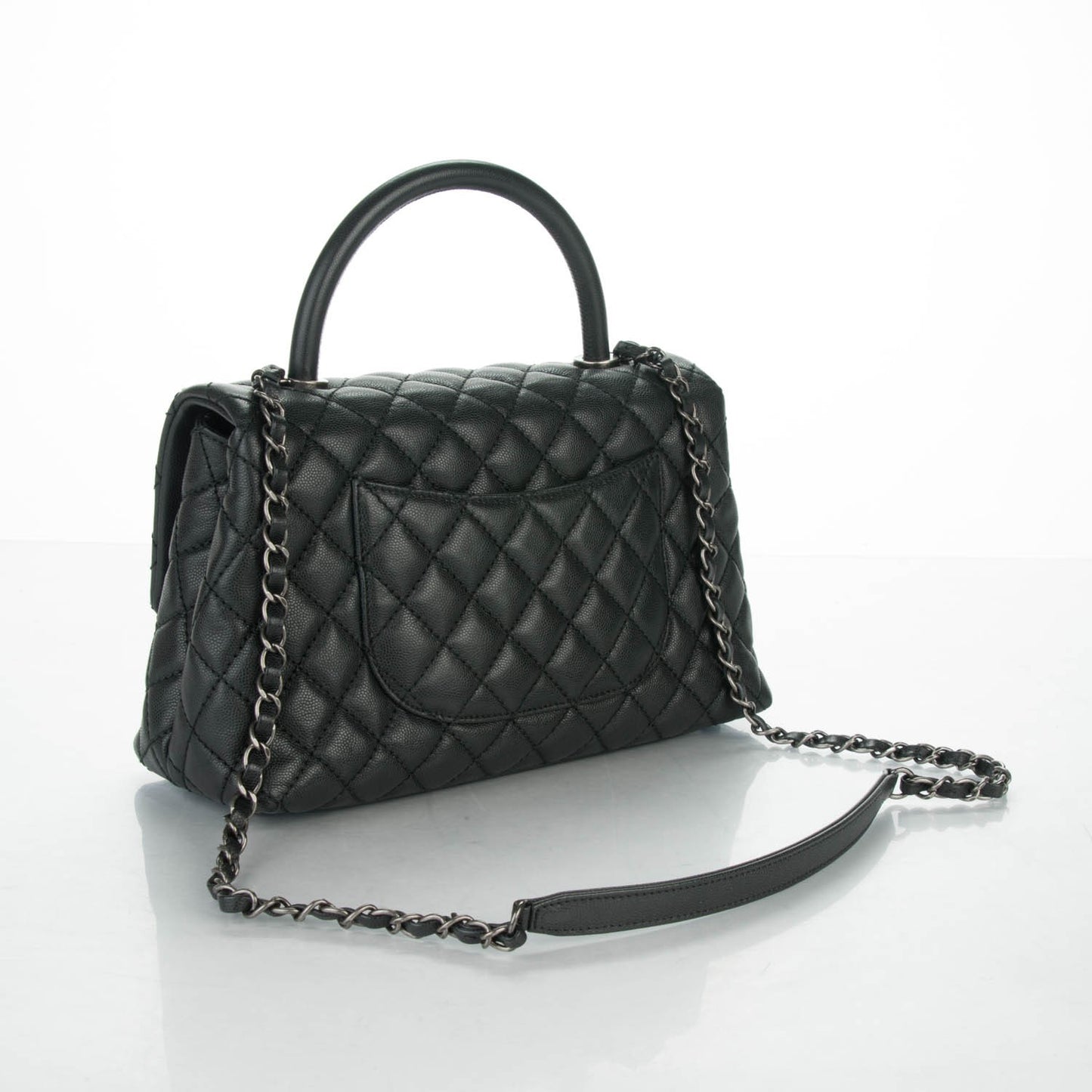 Caviar Quilted Small Coco Handle Flap Black