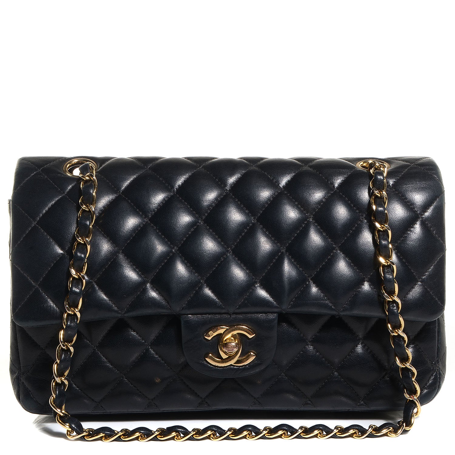 Chanel Lambskin Medium Double Flap Navy Blue 1 of 9