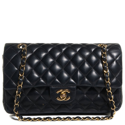 Chanel Lambskin Medium Double Flap Navy Blue 1 of 9