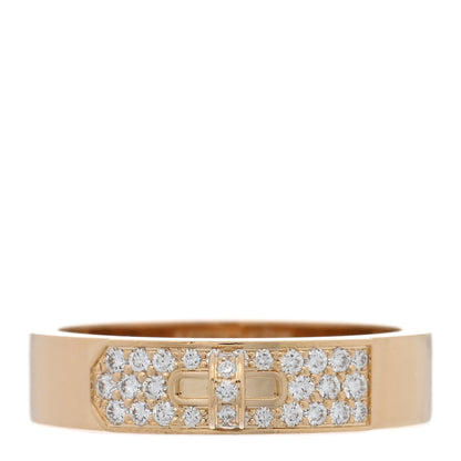 Hermes 18K Yellow Gold Diamond Pave Kelly Ring 53 6.25 1 of 5