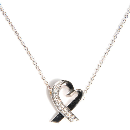 Tiffany 18K White Gold Diamond Small Paloma Picasso Loving Heart Necklace 1 of 7