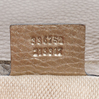 Gucci Metallic Pebbled Calfskin Medium Soho Flap Crossbody Golden Beige 10 of 10