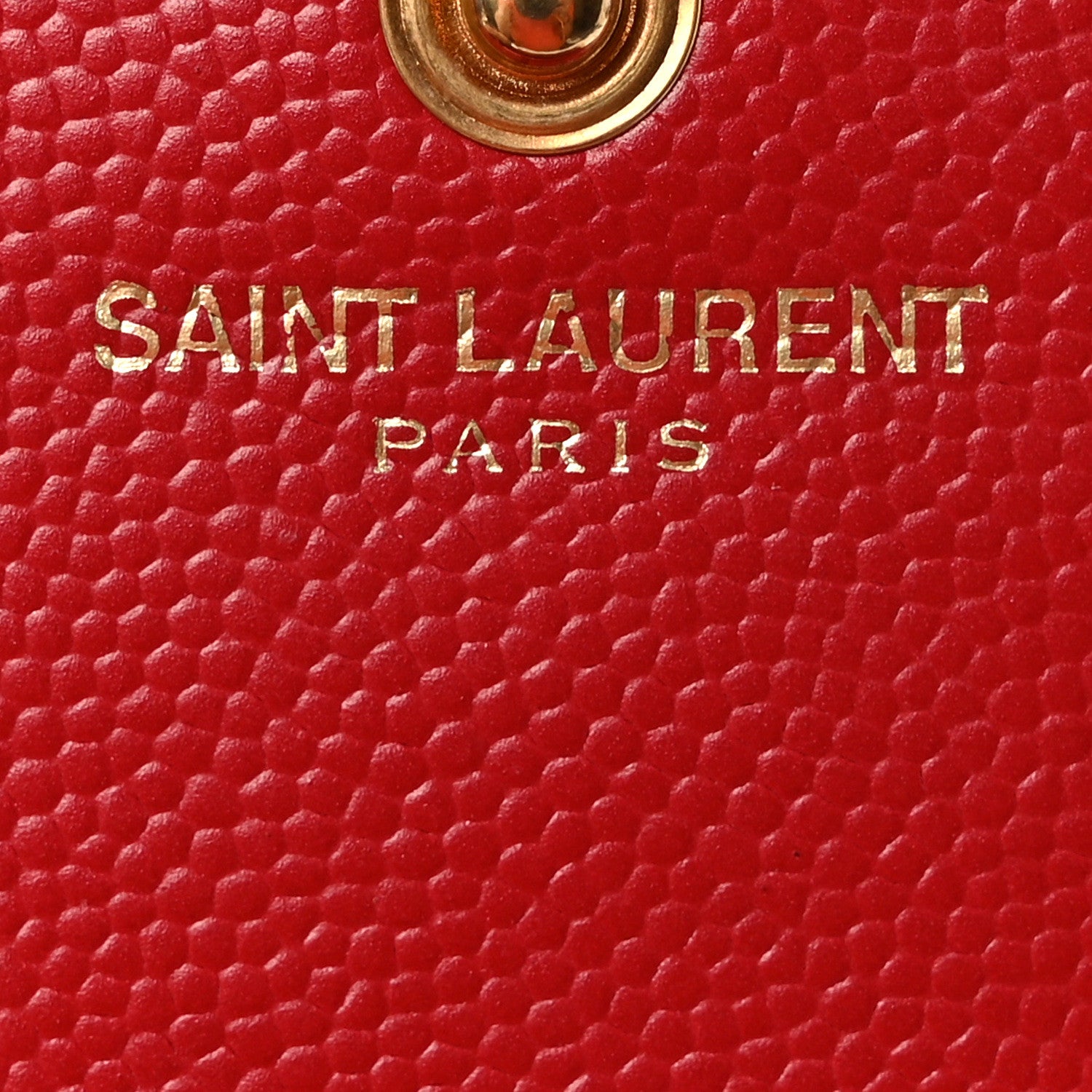 Saint Laurent Grain De Poudre Matelasse Chevron Monogram Chain Wallet Red 5 of 9