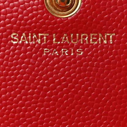 Saint Laurent Grain De Poudre Matelasse Chevron Monogram Chain Wallet Red 5 of 9